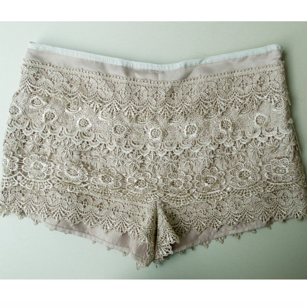 Sans Souci Tan Lace Shorts